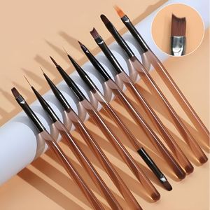 tootoote 9pcs Nail Art Brushes Set, Acrylic Nail Brush, Nail Art Design Pen Painting Tools with Nail Extension Gel Brush, Builder Nail Gel Brush, Nail Dotting Pen Salon at Home Diy Manicure
