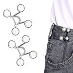 HEAVY DRIVER® 2pcs Pant Waist Tightener, Adjustable Waist Buckle Set, Extra Button for Jeans to Make Tighter, Instant Jeans Button Pins for Pants Jeans Skirts, No Sewing Required (Pearl White)