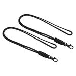 PATIKIL Paracord Lanyard with Lobster Clasp 19 Inch, 2 Pack Necklace Keychain Cord Metal Hook Strap for Keys Whistle Badge Holder, Black