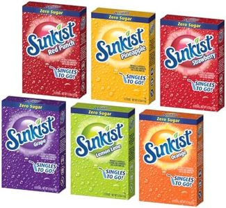 Sunkist Singles to Go Drink Mix Variety Pack, 1 Orange, 1 Grape, 1 Pineapple, 1 Lemon Lime, 1 Strawberry, 1 Red Punch, 1 CT, 1 CT