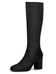 Allegra K Women's Side Zipper Chunky Heel Knee High Boots Black 5 UK/Label Size 7 US