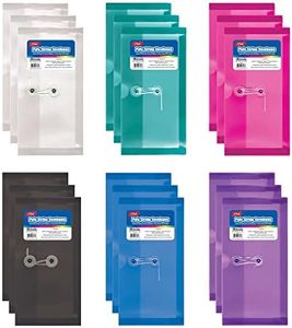 BAZIC Products Plastic Envelopes with String Closure, Coupon Size Poly Envelopes in Durable Assorted Colors for Home, Office, or School, 18 Counts