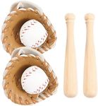 Toyvian 2 Sets of Miniature Baseball Bat Glove and Ball Baseball Cake Decorations for Doll House Accessories Party Favors