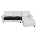 Easy-Going Reversible L Shape Sectional Couch Cover 30 x 50 inches Rectangular Chaise Lounge Cover Loveseat Cushion Cover Furniture Protector for Pets Dog Cat (Black/Beige)