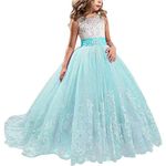 NNJXD Girls Princess Pageant Dress Kids Prom Ball Gowns Wedding Party Flower Dresses Size(170) 13-14 Years 406 Light Green