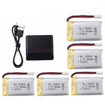 5pcs 3.7v 800mAh Lithium Battery with 5-in-1 Charger for Syma X5C X5C-1 X5A X5 X5SC X5SW H5C V931 S5C S5W SS40 FQ36 T32 T5W H42 CW4 UAV 2.4G RC Quadcopter Spare Battery