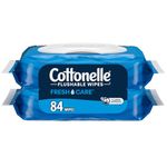 Cottonelle Fresh Care Flushable Wet Wipes, Adult Wet Wipes, 2 Flip-Top Packs, 42 Wipes per Pack (84 Total Flushable Wipes)