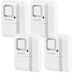 Philips Personal Security Window/Door Alarm, 4-Pack, DIY Protection, Burglar Alert, Wireless, Magnetic Sensor, Easy Installation, Ideal for Home, Garage, Apartment, Dorm, RV and Office, LRM3320W/27