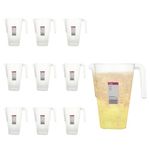 ZOFUN 10 Pcs Plastic Jugs 1.5 Litre, Reusable Plastic Pitchers for Cocktails, Lemonade, Punch, Sangria, Beers, Clear Plastic Water Jugs for Parties, BBQ, Wedding, Picnics