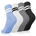 XINRUI 4 Pairs Yoga Socks, Non Slip Pilates Grip Socks for Women,Size 5-7 Anti-Slip Athletic Socks with Grips for Women Yoga Pilates Barre Dance