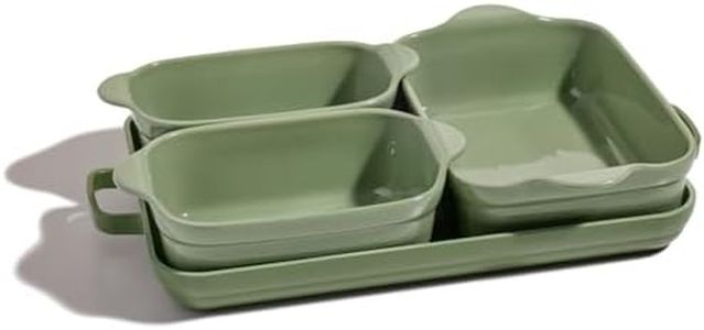 Our Place Bakeware Set | 5-Piece Nonstick, Toxin-Free, Ceramic, Cast Aluminum Set with Oven Pan, Bakers, & Oven Mat | Space-Saving Nesting Design | Oven-Safe | Bake, Roast, Griddle and more | Sage