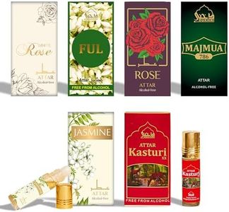 Dukhni Floral Attar Oil Set | Authentic Arabian Perfume Oils | Alcohol-Free Halal Ittar Blends | Majmua 786, Jasmine, Rose, White Rose, Kasturi XX, Attar Ful - 6ml Each