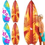 Foilswirl 4 Pcs 60 Long Inflatable Surf Board Luau Decoration Theme Beach Pool Toy Summer Pool Float Board Blue Orange Inflatable Surfboard for Adults Kids Hawaiian Beach Party Decor, 2 Styles