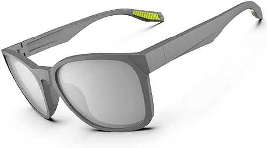 Sunglasses Men Women Polarized Sports Sunglasses Lightweight Durable Flexible TR90 Frame 100% UV Protection Sun Glasses Fishing Driving Running, Matte Gray & Light Silver