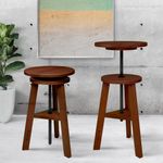 Artina Artists Stool Arles Ø 30 cm Seating Wooden Swivel Chair Height Adjustable 48-66 cm – Round Kitchen Stool 360 Degrees Rotatable & Resiliant, Painting Stool & Tabouret Beech Wood Walnut-Look