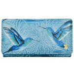 Anuschka Women’s Hand-Painted Genuine Leather RFID Blocking Accordion Flap Wallet - Tooled Birds Sky