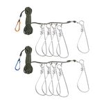 SEWACC 2 Sets Fish Stringer Lock with 5 Buckles Stainless Steel Fishing Stringer Live Fish Lock Fishing Rope Tackle Tools 5m (Random Color)