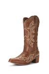 IUV Cowboy Boots For Women Western Boots Cowgirl Classic Fashion Embroidered Pointy Toe Boots, Brown, 8.5