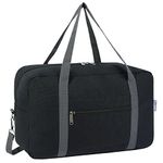 for Ryanair Airlines Underseat Cabin Bag 40X20X25 Foldable Travel Duffel Bag Holdall Tote Carry on Luggage Overnight for Women and Men 20L (Black (With Shoulder Strap))