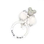 Personalised stunning pram charm in white for baby girls boys