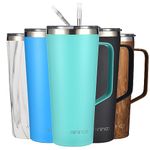 mininoo 30 oz Tumbler with Handle, Insulated Travel Coffee Mug with Lid and Straws, Stainless Steel Coffee Tumbler Leak-proof (Mint green)