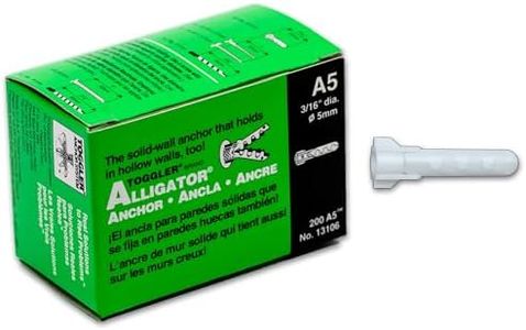 TOGGLER Alligator A5 Screw Anchor, Plastic, 3/16" Diameter, 15/16" Length, #4 to #9 Threads, Pack of 200