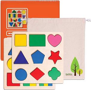 Set of 2 Wood Shape Toddler Puzzles Toys for Kids - XL Wooden Puzzles for Toddlers 1-3 with Assorted Shape Blocks - Safe and Vibrant Colors Montessori Preschool Toys for Little Girls and Boys