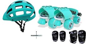 Jaspo Toddlers Baby Kids Junior Intact Adjustable Roller Skates Combo (Suitable for Age Group Up to 5 Years) (Derby Dolls Intact) (Cyan Blue)