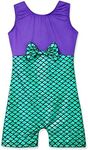 HOZIY Mermaid Leotards for Girls Gymnastics 5t 6t Mermaid Scale Bow Purple Outfits Tumbling