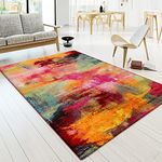 Paco Home Area Rugs Livingroom Short Pile Large Rug Bedroom Modern Vintage Abstract Pattern Colourful, Size:120x170 cm, Colour:Multicolored 5