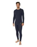 DANISH ENDURANCE Thermal Underwear Mens, Merino Wool, Base Layer Set, Mens Long Johns & Long Sleeve Top, Dark Navy, L