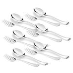Sumeet Stainless Steel Heavy Gauge Spoon and Fork set of 12 Pc (Dessert/Table Spoon 6 Pc (18.5cm L), Dessert/Table Fork 6 Pc (18.2cm L))– (1.6mm Thick)