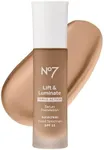 No7 Lift & Luminate Triple Action Serum Foundation - Deep Beige - Liquid Foundation Makeup with SPF 15 for Dewy, Glowy Base - Radiant Serum Foundation for Mature Skin (30ml)