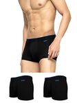 XYXX Men's Underwear Uno IntelliSoft Antimicrobial Micro Modal Trunk Pack of 3 (Black ; Black ; Black; M)