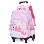 PALAY® School Bags for Girls Kids Unicorn Bags for Girls School Bags on Wheel Detachable Wheel Stand Gift School Bag for Girls Primary 3-9 Years Old