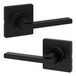 Weiser Casey Matte Black Door Handle, Reversible Passage Lever, Interior Door Handles for Hall and Closet Door, Non-locking Hall/Closet Door Handles, Modern Home Décor