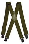 Olata Men’s Braces/Suspenders for Trousers with Extra Wide Straps, X-Shape Design and Black Clips - 4cm. Olive Green