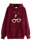 The SV Style Unisex Cotton Hooded Neck Hoodie (SV=glasses and scar harry potter_MAROON_XL)