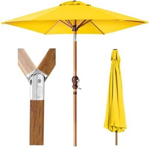 Best Choice Products 10ft Market Umbrella, Outdoor Sun Shade for Backyard, Deck, Poolside, Table w/Woodgrain Pattern, Easy Tilt & Crank - Yellow