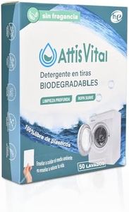 “Attisvital Detergente en Tiras para Lavadora (50 Lavados) - Detergente Ecológico, Hipoalergénico, con Efecto Suavizante - Ropa Limpia y Suave, Respetuoso con el planeta”(Sin Fragancia)