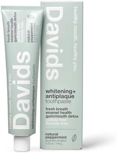 Davids Fluoride Free Whitening & Antiplaque Toothpaste, Natural Peppermint, Mouth & Gum Detox, SLS Free, EWG Verified Clean & Safe Ingredients, 5.25oz, Made in USA