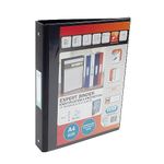 Elba A4 4 O-Ring Binder, 25mm capacity, 30mm spine, Presentation Folder with Customisable Cover, Portrait, Black (Single)