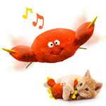 KreizyGo Cat Toys, Flapping Claws Crab Catnip Toys, Vivid Chirping, Interactive Cat Toy for Kitten Kitty Exercise, Fluffy Plush Animal Toy for Small Dogs, Touch Activated, Rechargeable