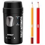 AFMAT Fully Automatic Pencil Sharpener with Container, Rechargeable Portable Desk Sharpener for 7-8mm Colored Pencils, Hands Free Pencil Sharpener for Kids Artists Home School Office Use, Black,PSX8