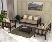 Nikunj Wooden Art 6 Seater Sofa Set for Living Room Wooden Sofa Furniture for Home (Walnut Finish)