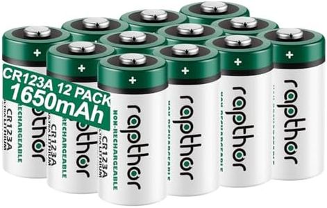rapthor CR123A Lithium Batteries 3V 12 Pack 1650mAh High Capacity CR123 CR17345 PTC Protection Non-Rechargeable 123A Photo Battery for Camera Flashlights Microphone Alarm System (Not for Arlo)