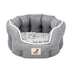 allpetsolutions Alfie Range Dog Bed - Warm, Fleece-Lined Machine Washable with Raised Rim - Calming Pet Sofa & Home Lounger with Extra Soft Reversible, Removable Pillow Cushion - Large, Grey