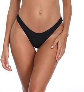 RELLECIGA Moda Mare Donna Slip High Cut Thong Bikini Tanga Bottom Nero S