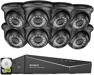 SANNCE Sistema di Videosorveglianza con 8 Telecamere, 8 canali, AHD, DVR, 720P, 1.0 megapixel, Telecamera ad Alta Risoluzione, Visione Notturna, Codice QR di Accesso a Distanza, Senza Hard Disk