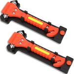 Car Safety Hammer Set of 2 Emergency Escape Tool Auto Car Window Glass Hammer Breaker and Seat Belt Cutter Escape 2-in-1 for Family Rescue & Auto Emergency Escape Tools, Reflective Tape